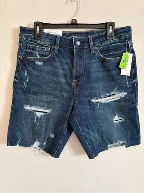 Aeropostale Men's Distressed Dark Blue Denim Cutoff Shorts